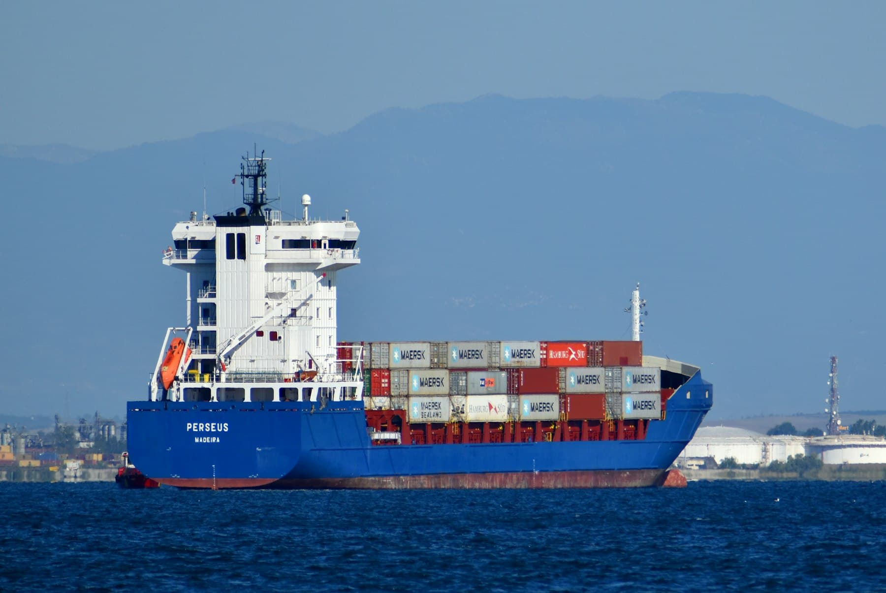 Container ship at sea