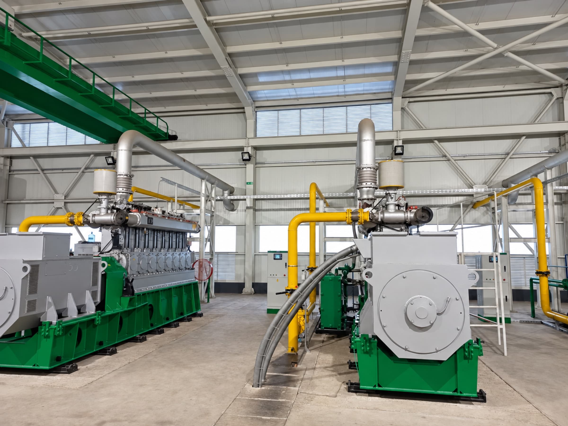 Gas engine generator sets inside a CNP biomass power plant, running on cleaned syngas from the gasifier