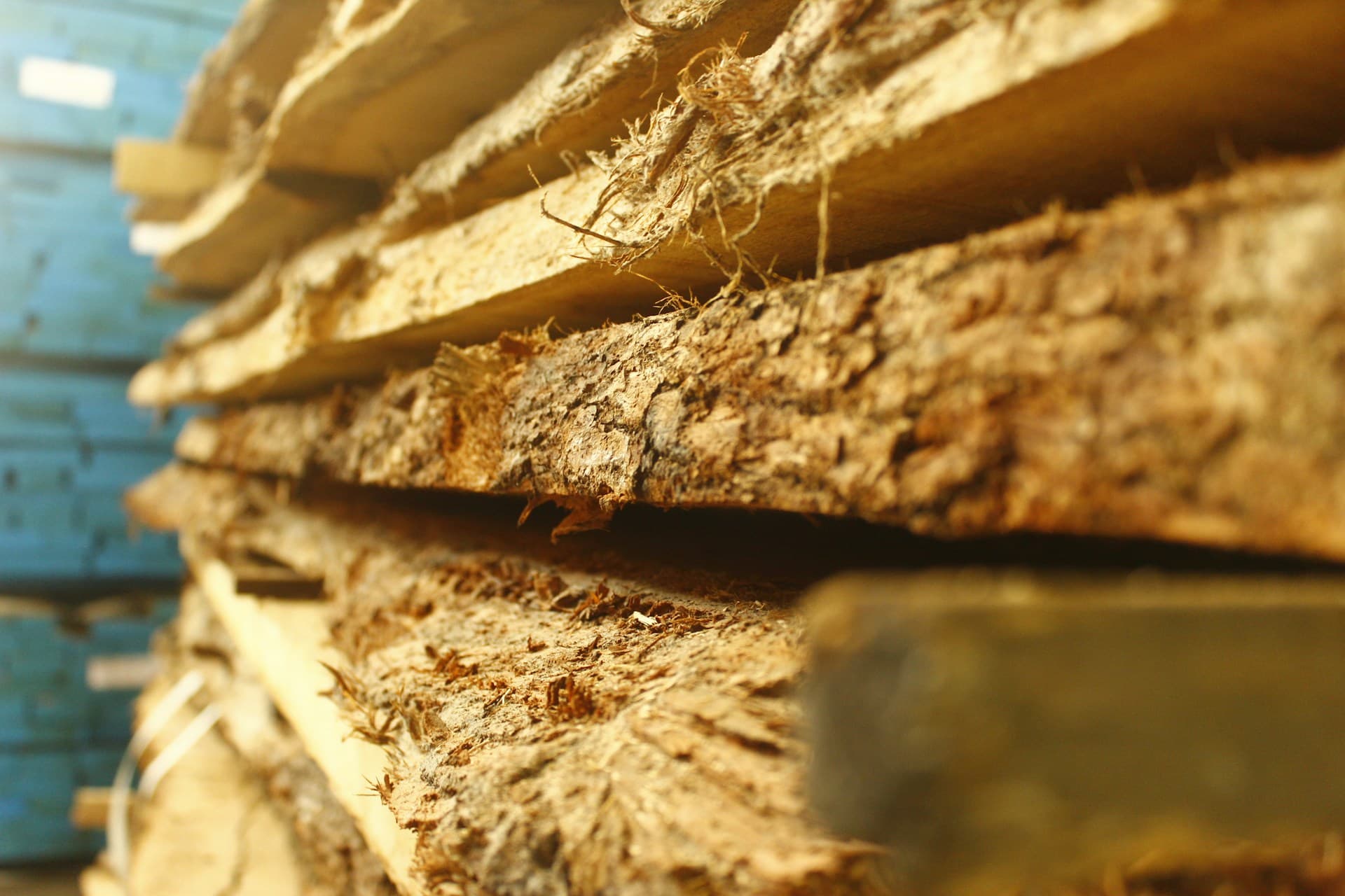 Offcuts, sawdust and bark at a wood mill